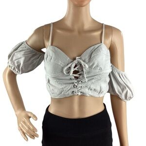 Milk & Honey Off Shoulder Corset Crop Top Gray Size M